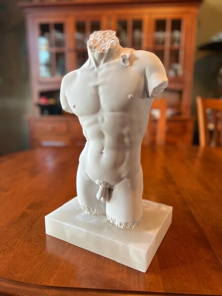 Marble male nude David torso sculpture Anatomy Michelangelo study statue